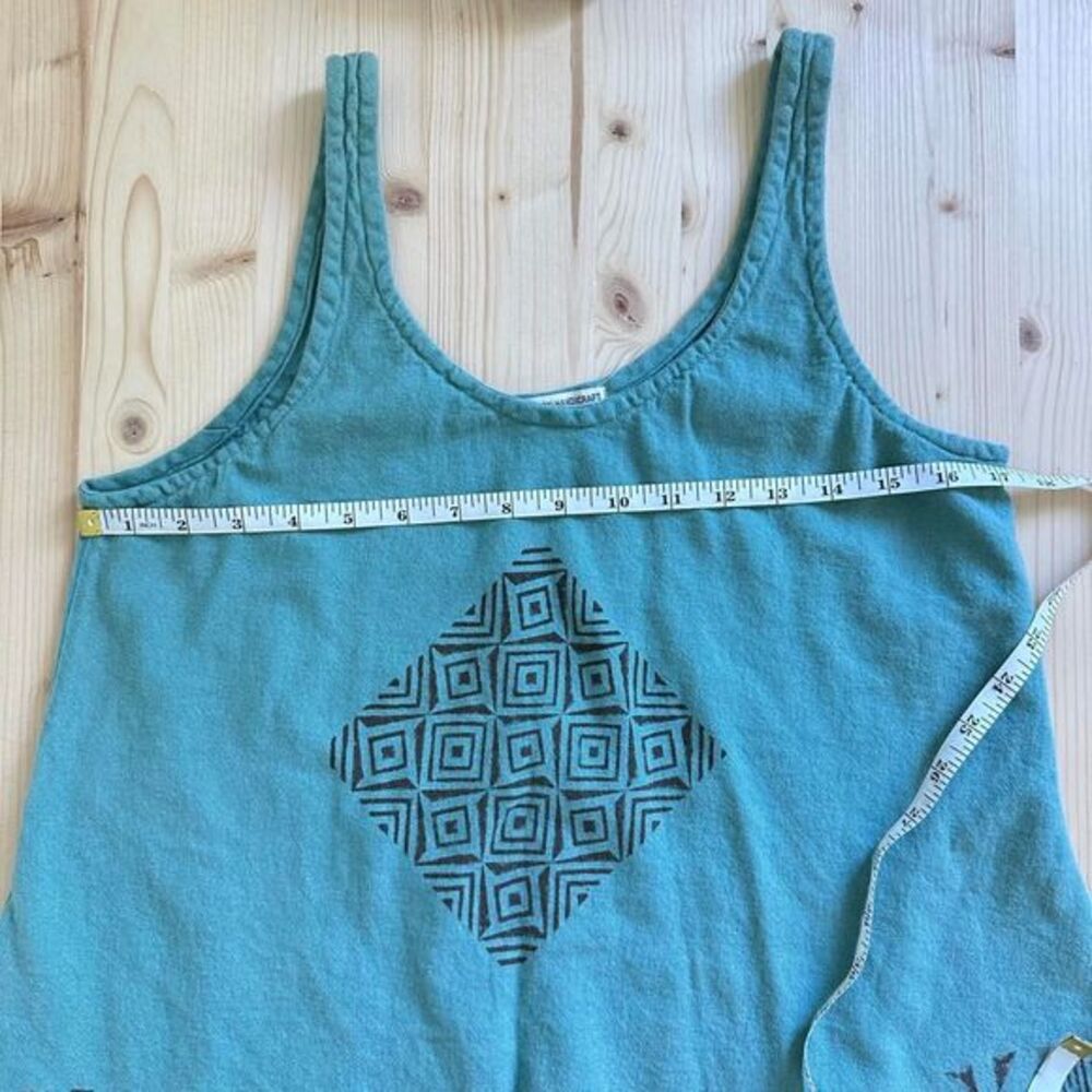 Scorpion Handicraft Teal Organic Cotton Hand Block Print Flowy Tank Top - Picture 7 of 7